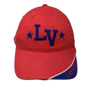 LV Las Vegas Nevada Baseball Cap Red One Size Adjustable Embroidered Patriotic